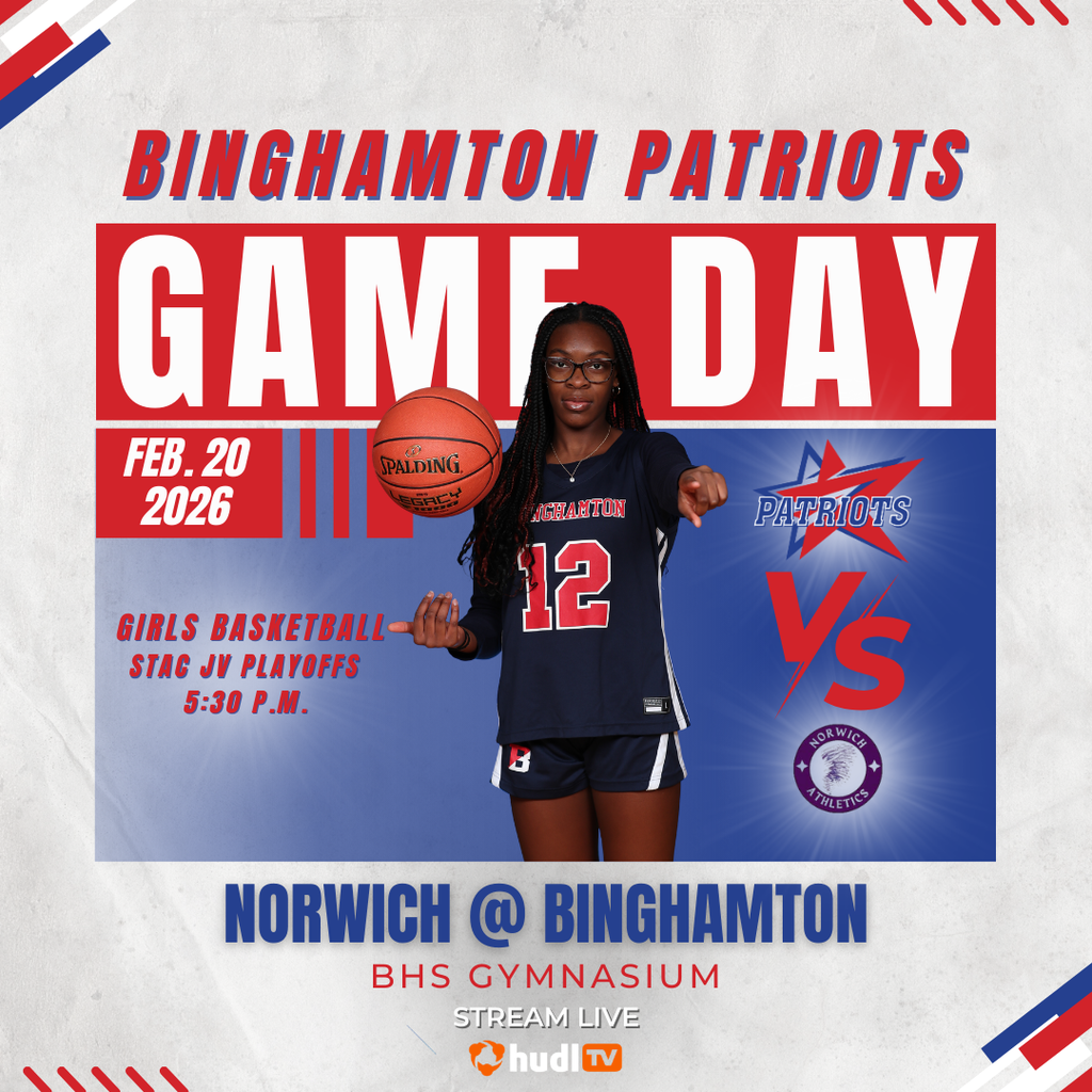 game day graphic with information about girls jv basketball playoff game against norwich