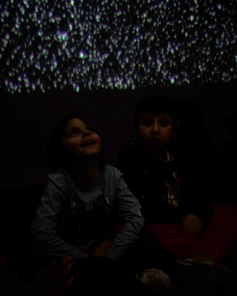 Students and teachers explored the stars at the planetarium set up in MacArthur Elementary