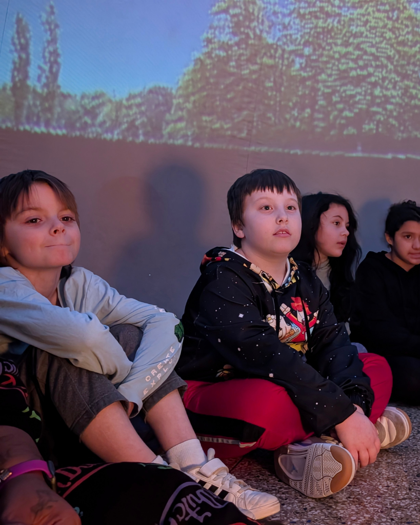 Students and teachers explored the stars at the planetarium set up in MacArthur Elementary