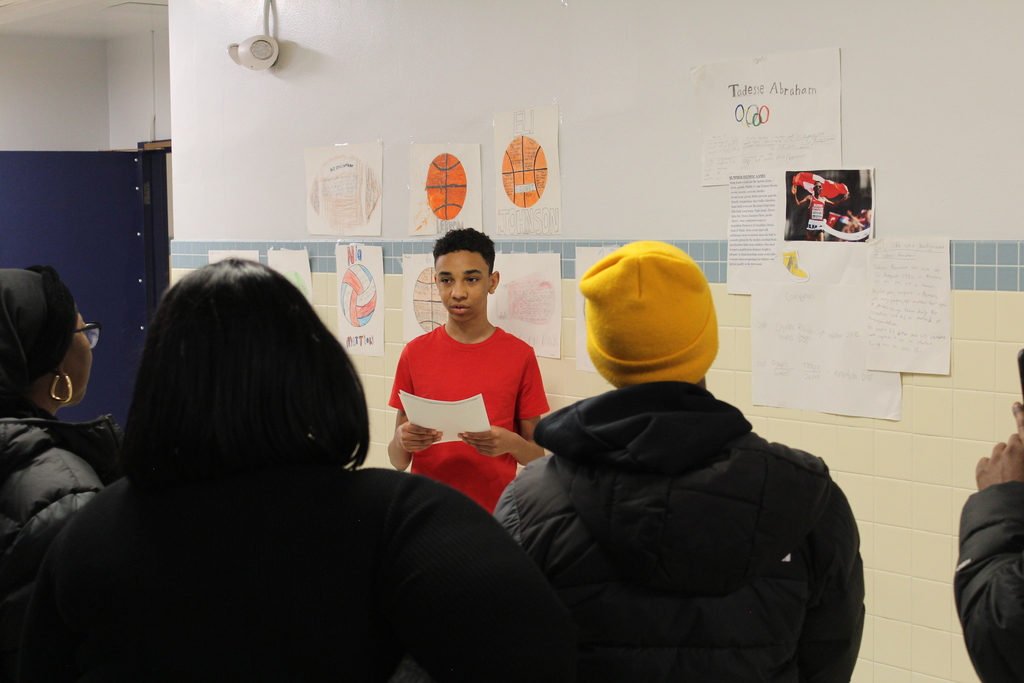 West Middle Students showed community partners the building's black history month exhibits