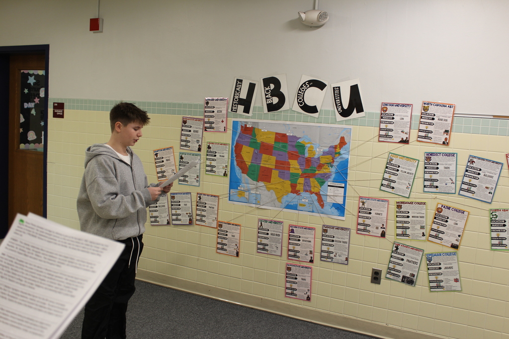 West Middle Students showed community partners the building's black history month exhibits