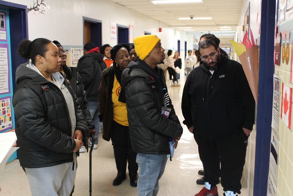 West Middle Students showed community partners the building's black history month exhibits