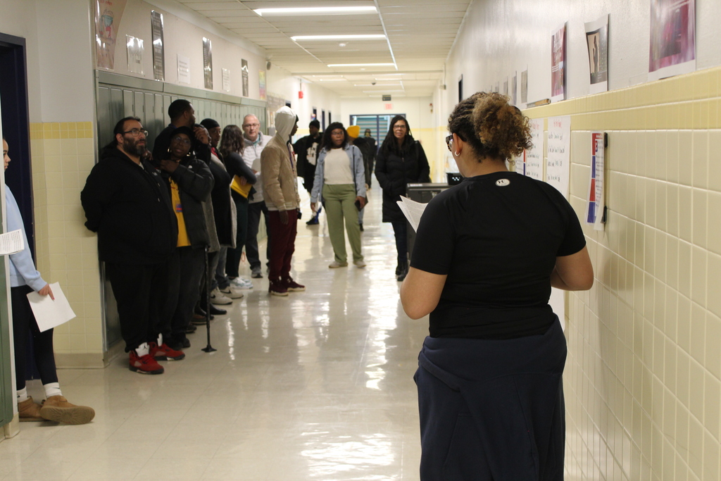 West Middle Students showed community partners the building's black history month exhibits