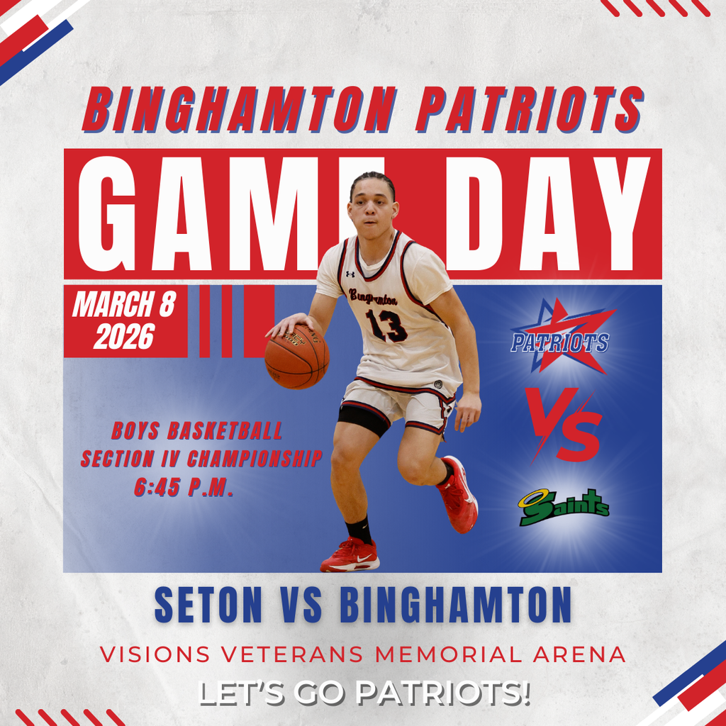 game day graphic with information about boys basketball section iv championship game