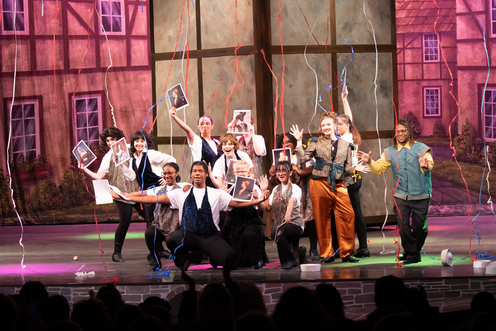 students perform song during "something rotten!" at binghamton high school