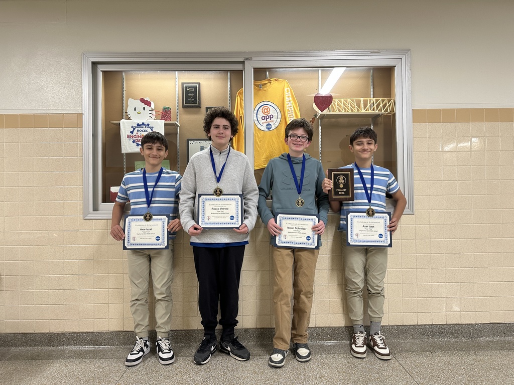 four EMS students hold up awards from BOCES App Challenge