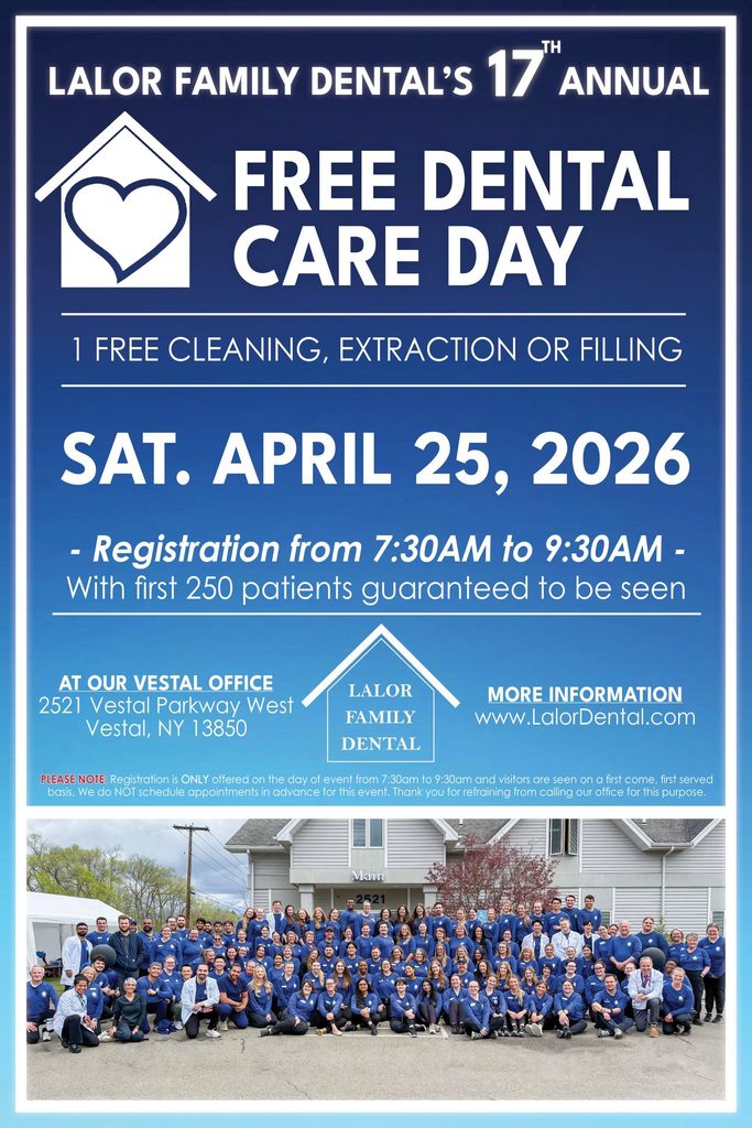 lalor family dental free dental care flyer for april 25th event