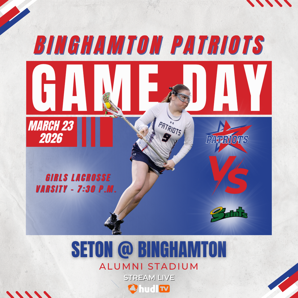 game day graphic with information about girls lacrosse game against Seton