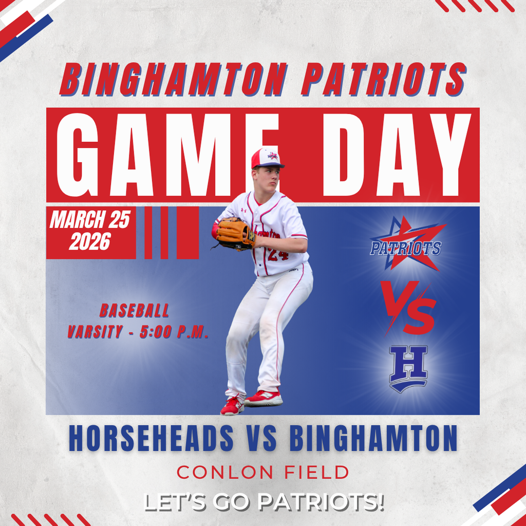 game day graphic with information about baseball game against horseheads