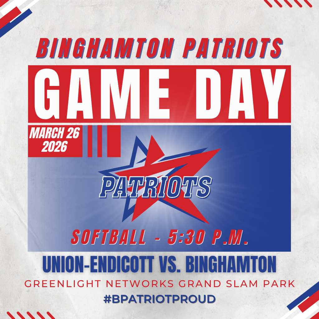 game day graphic with information about softball game against union endicott