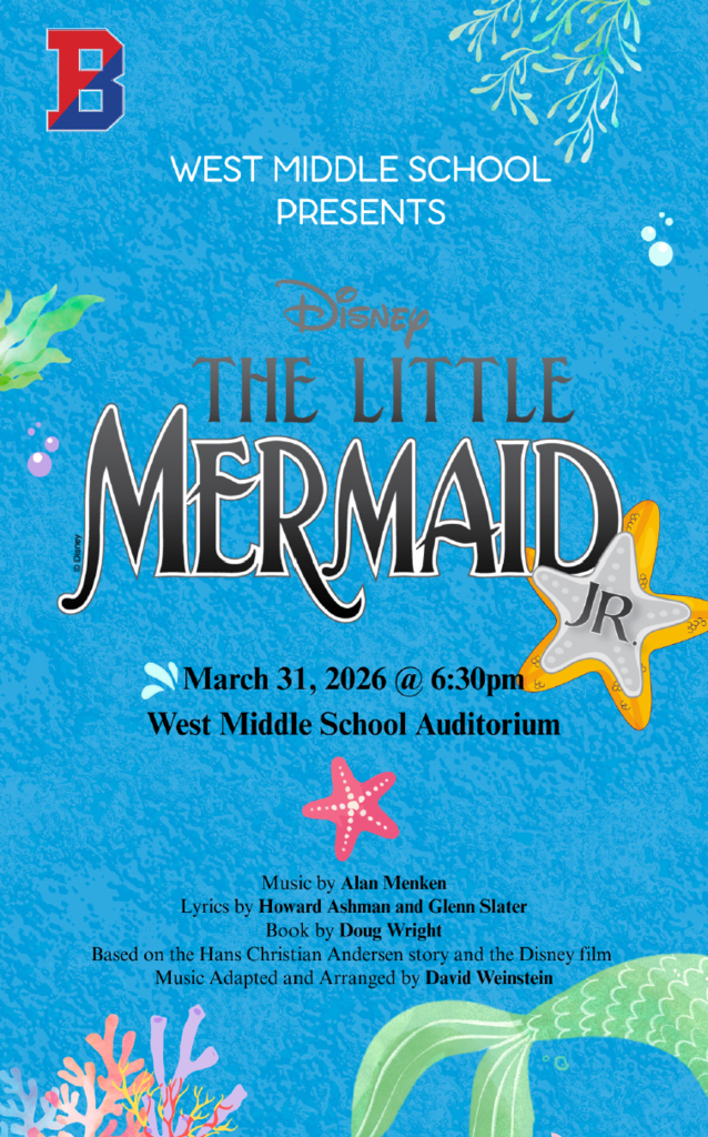 west middle school little mermaid jr. poster