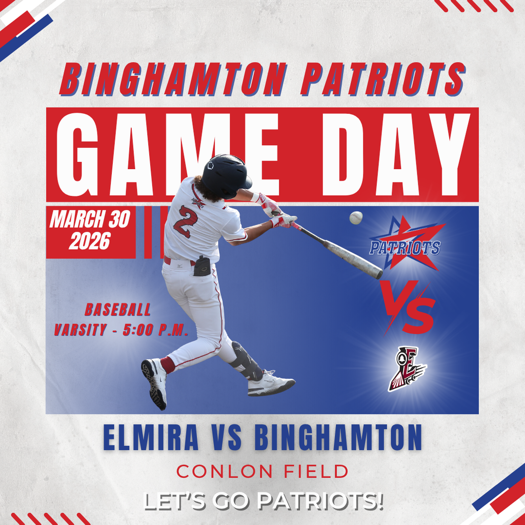 game day graphic with information about baseball game against elmira