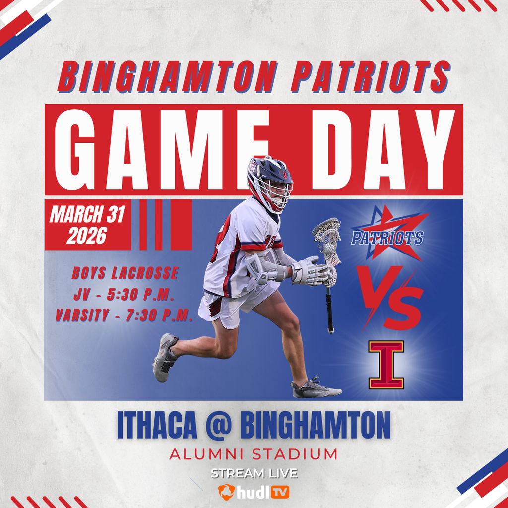 game day graphic with information about boys lacrosse game against ithaca