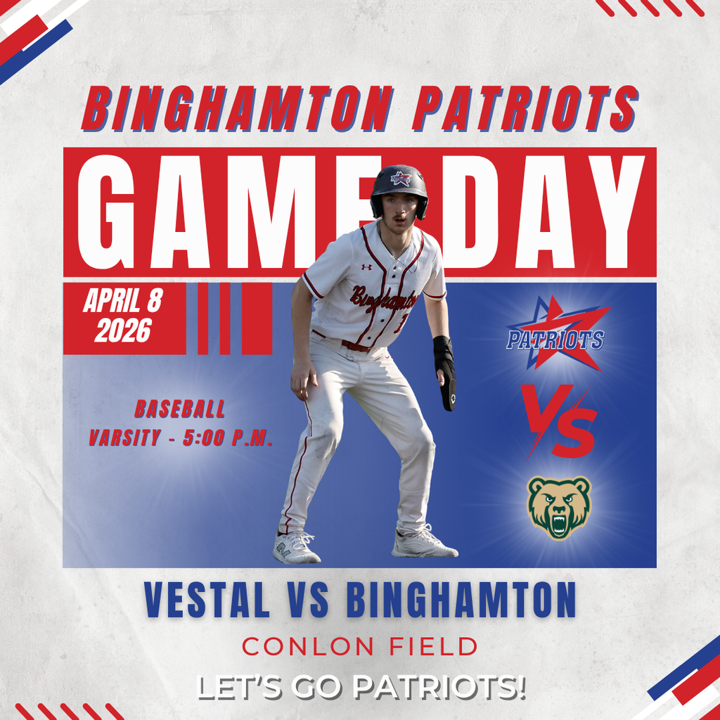 game day graphic with information about baseball game against vestal