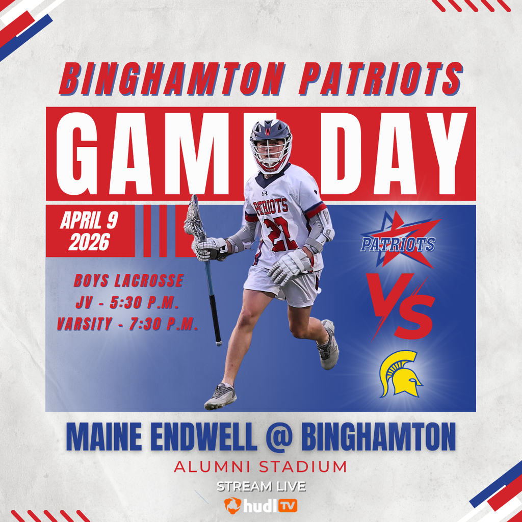 game day graphic with information about boys lacrosse game against maine endwell