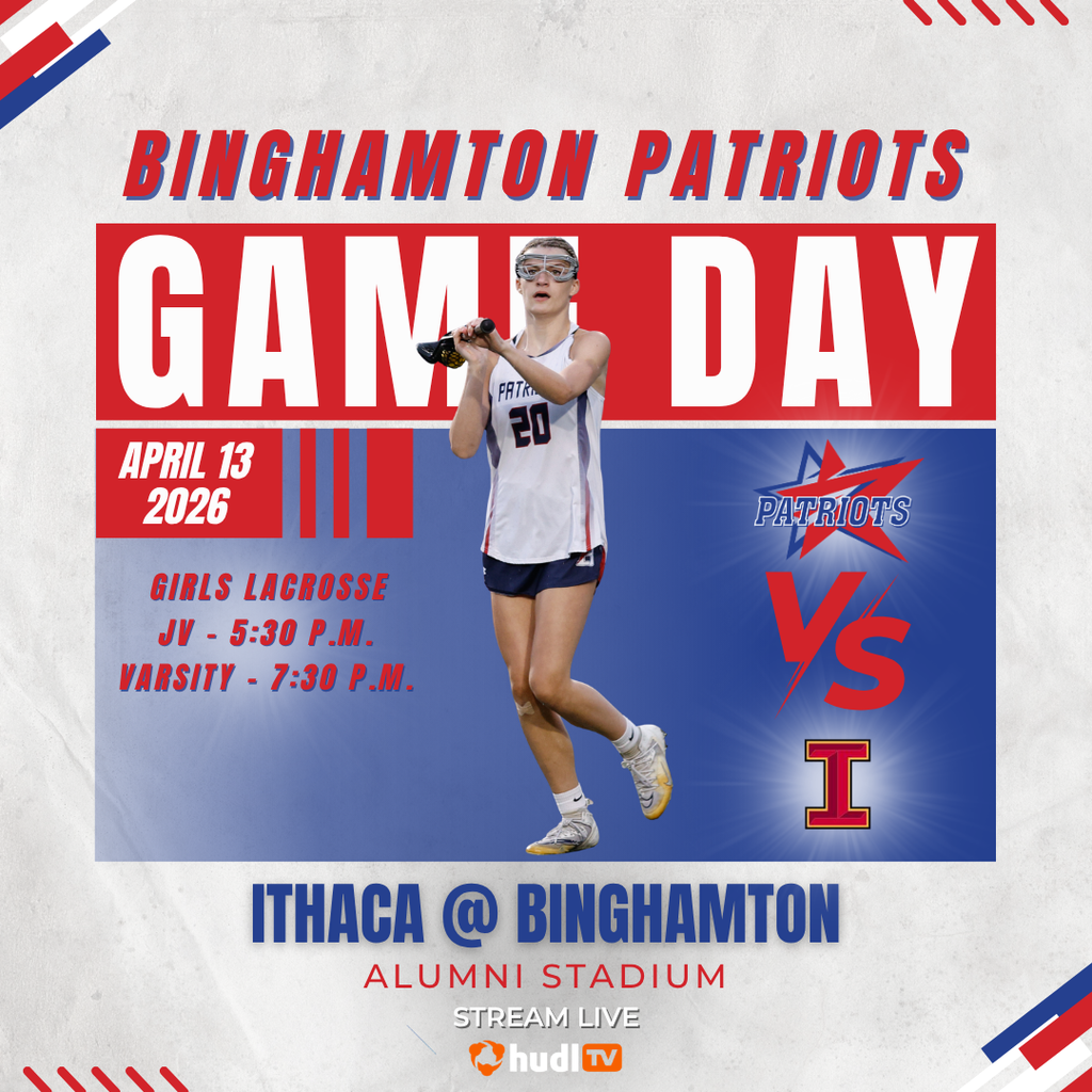 game day graphic with information about girls lacrosse game against ithaca