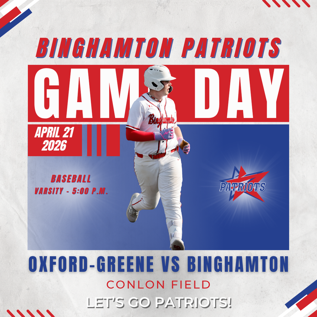 game day graphic with information about baseball game against oxford greene