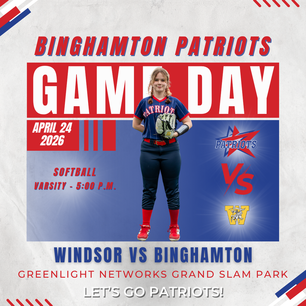 game day graphic with information about softball game against windsor