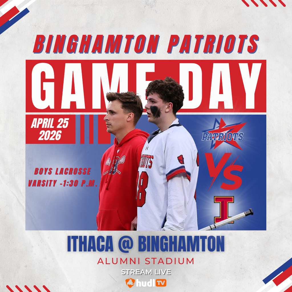 game day graphic with information about boys lacrosse game against ithaca