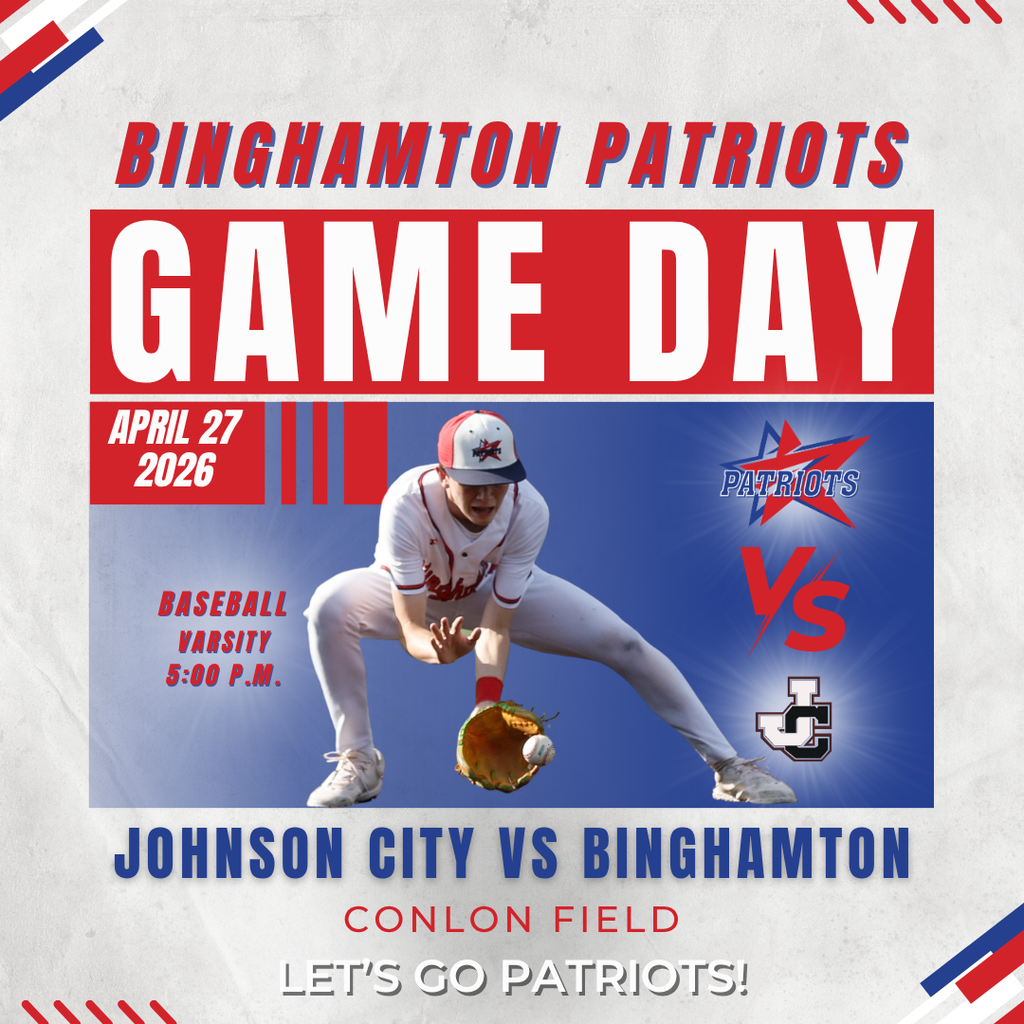 game day graphic with information about baseball game against johnson city