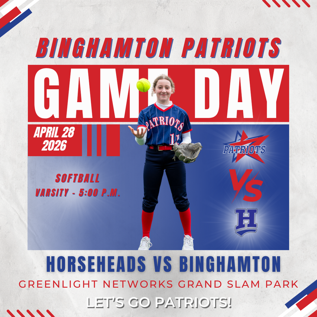game day graphic with information about softball game against horseheads