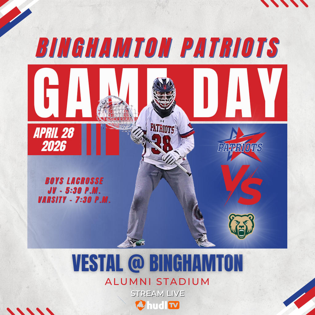 game day graphic with information about boys lacrosse game against vestal