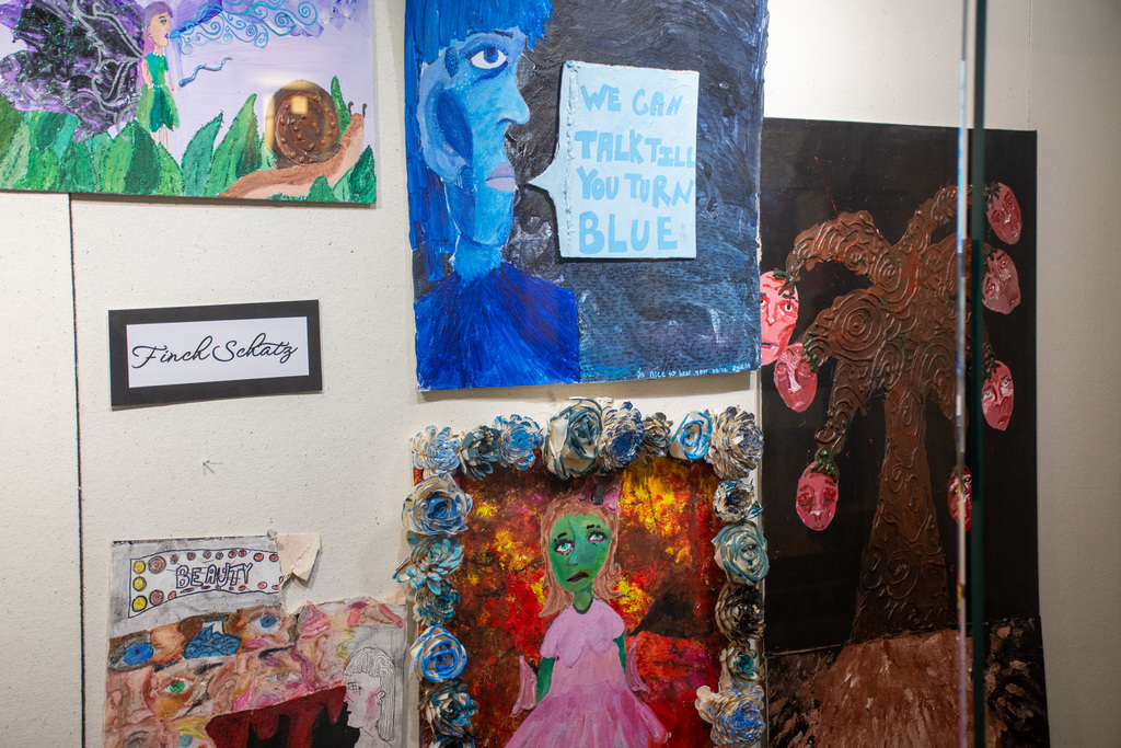 student art work on display at the bhs art gallery