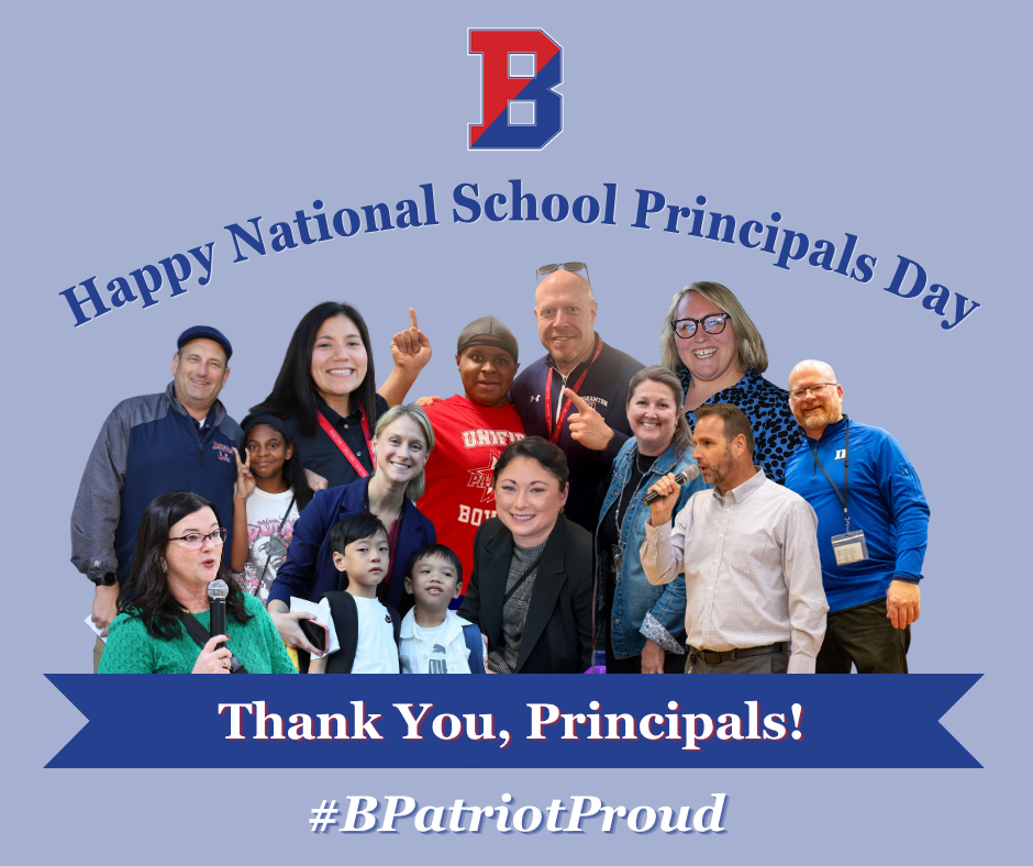 national school principals day graphic with pictures of the ten bcsd principals