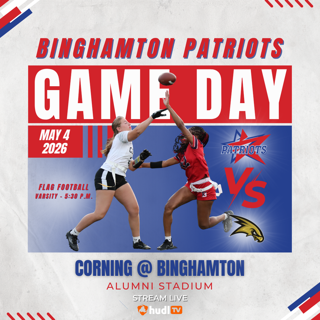 game day graphic with information about flag football game against corning