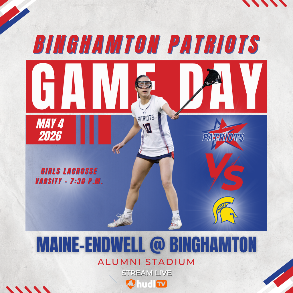 game day graphic with information about girls lacrosse game against maine endwell