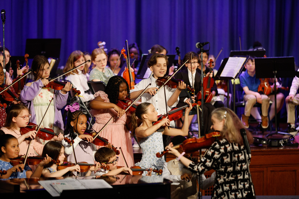 students play violins at thomas jefferson spring concert