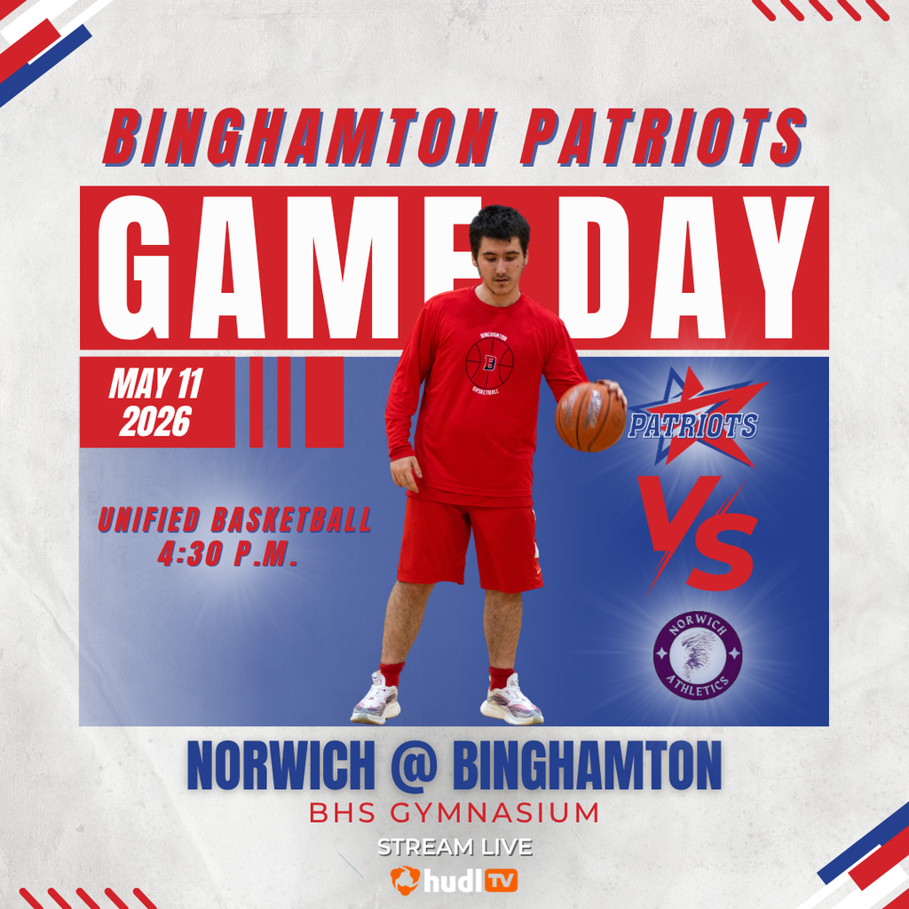 game day graphic with information about unified basketball game against norwich