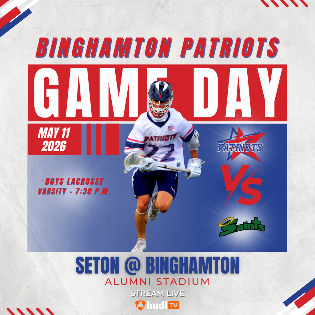 game day graphic with information about boys lacrosse game against seton