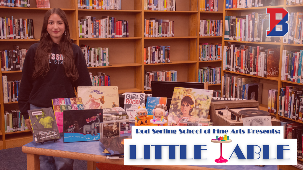 graphic for little table concert series with image of francis otero in the bhs library
