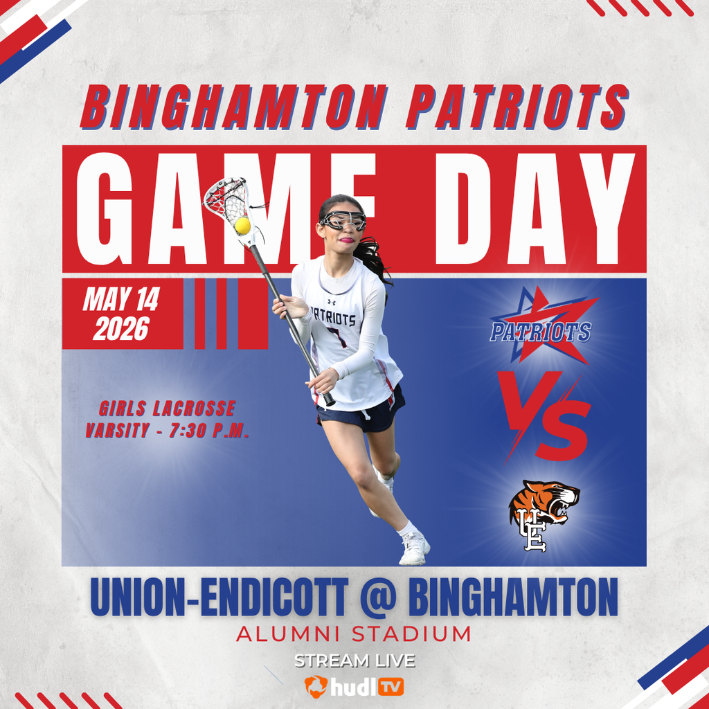 game day graphic with information about girls lacrosse game against union-endicott