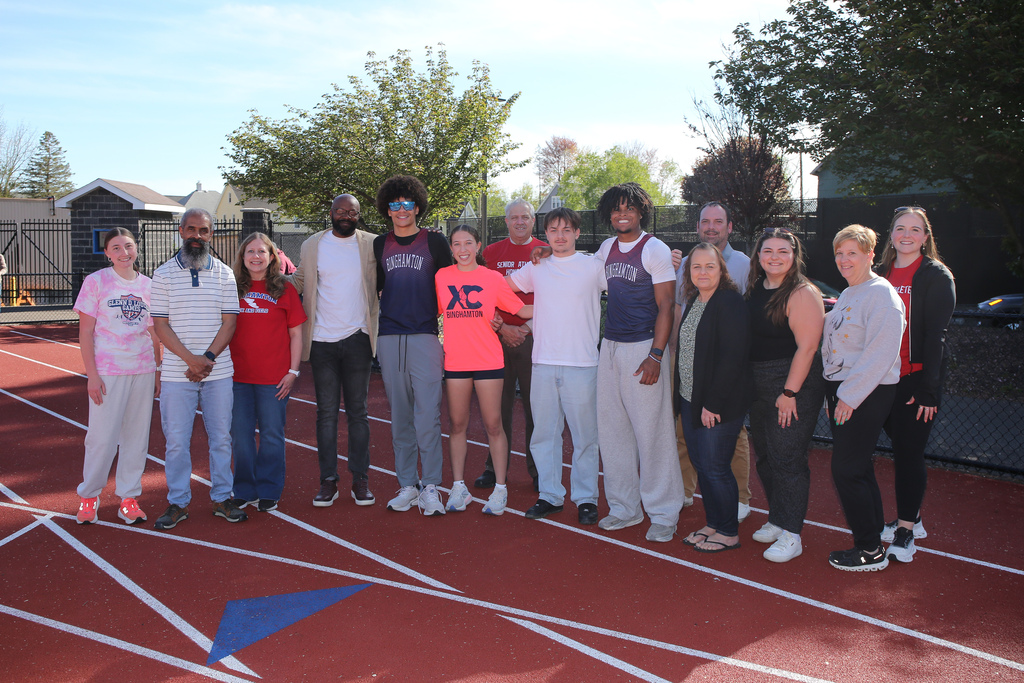 seniors from the binghamton track and field team