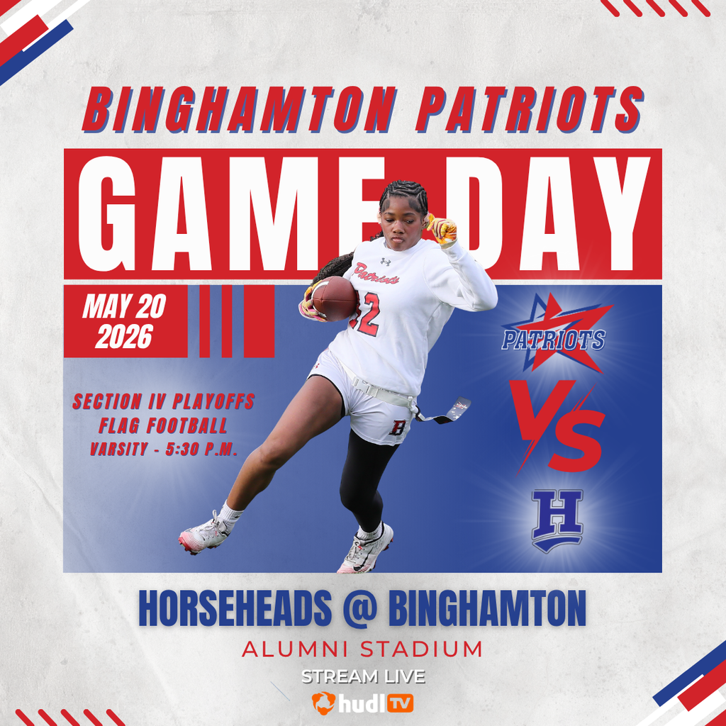 game day graphic with information about flag football game against horsheads