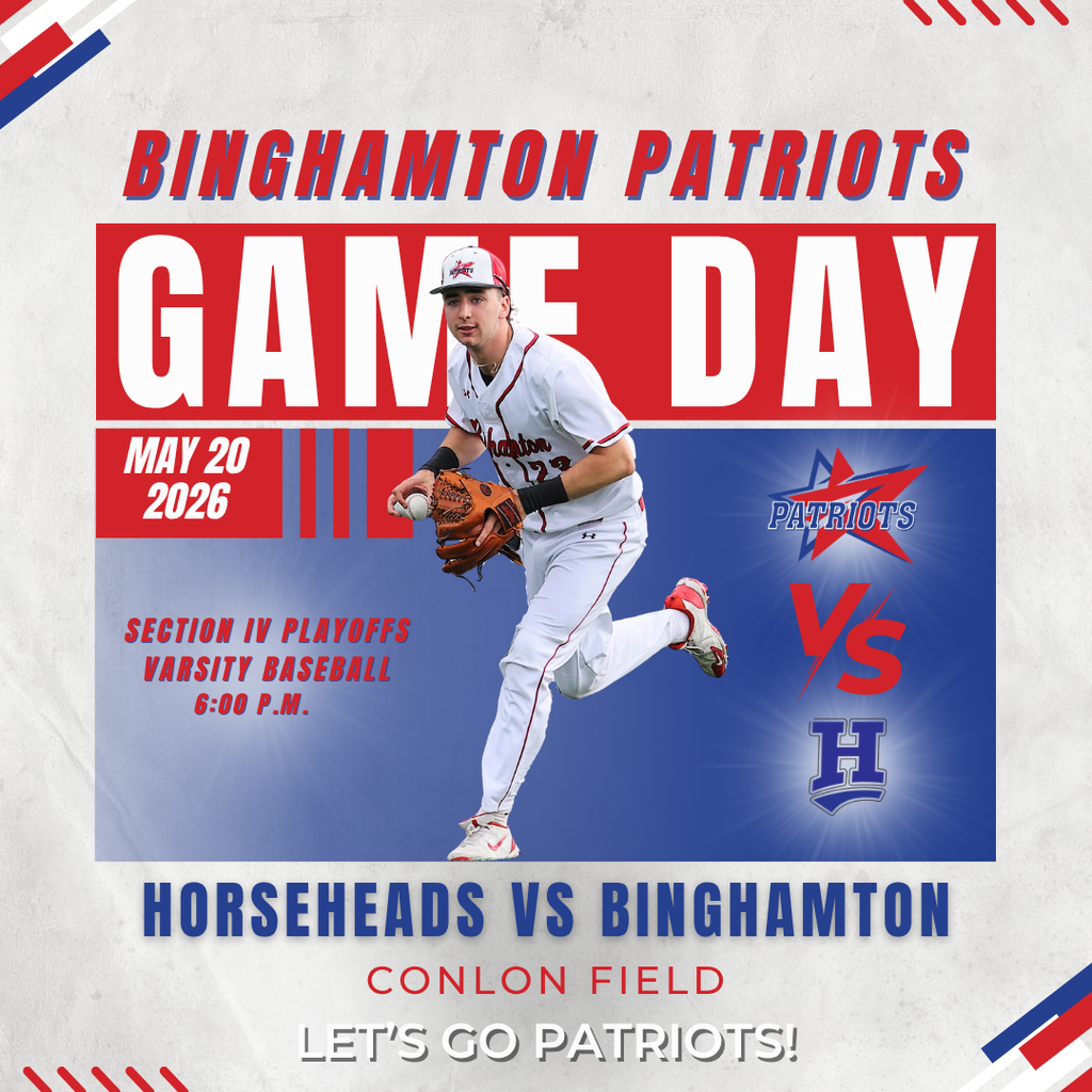 game day graphic with information about baseball game against horseheads
