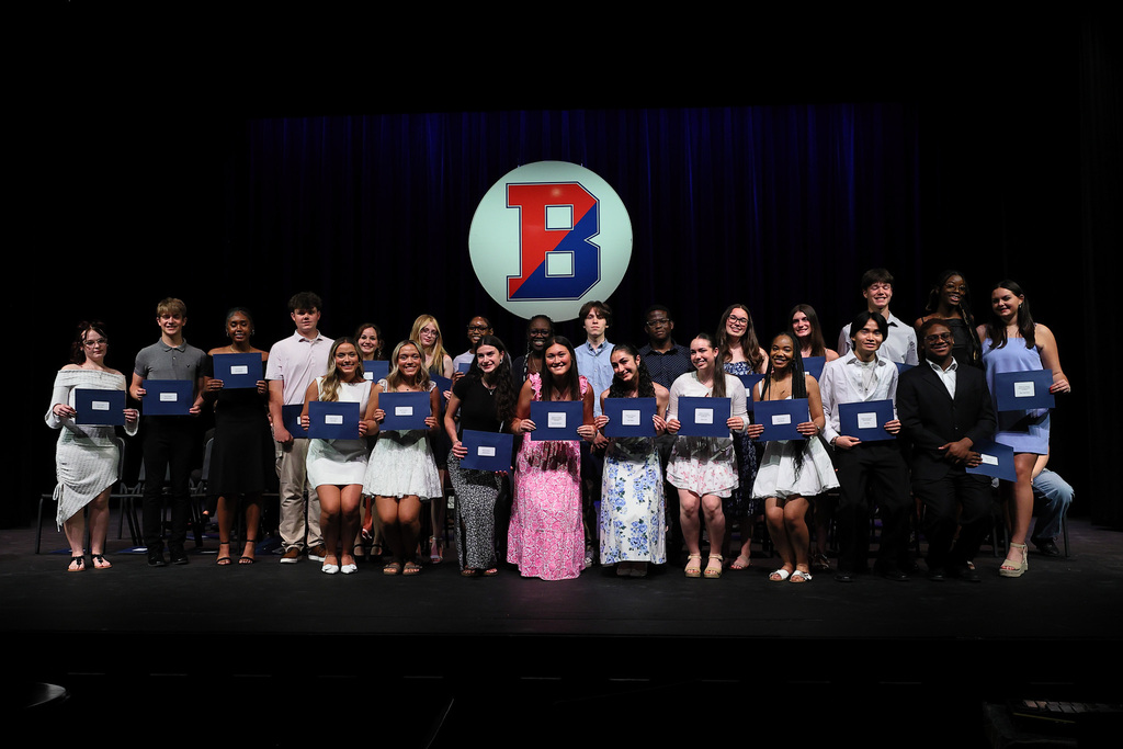 BHS students pose for photo at senior awards night