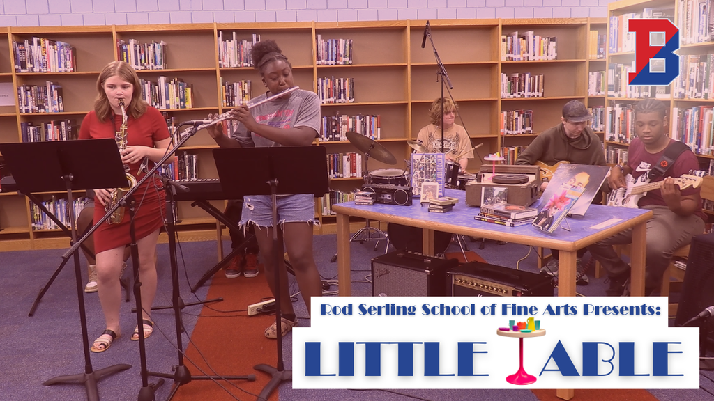graphic for little table concert series with image of bhs studio jazz band