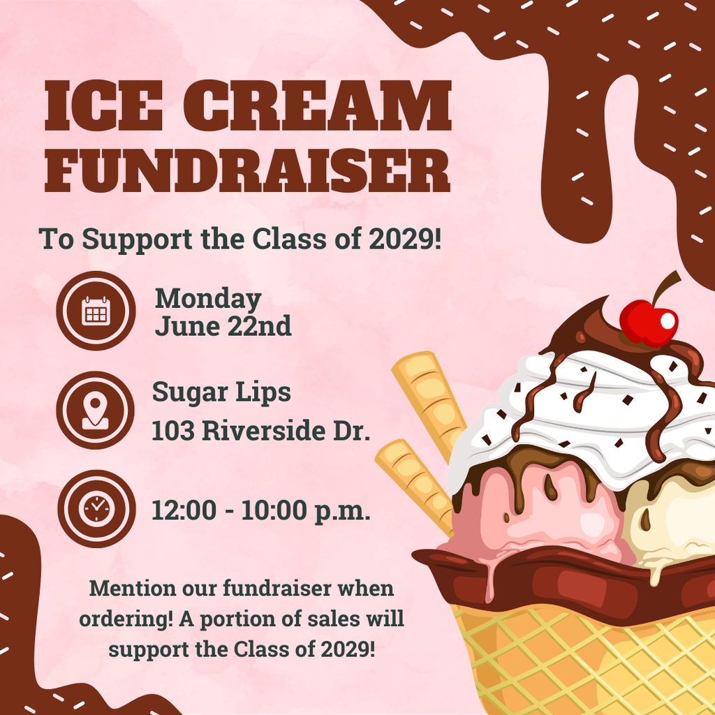Flyer for Class of 2029 fundraiser at sugar lips