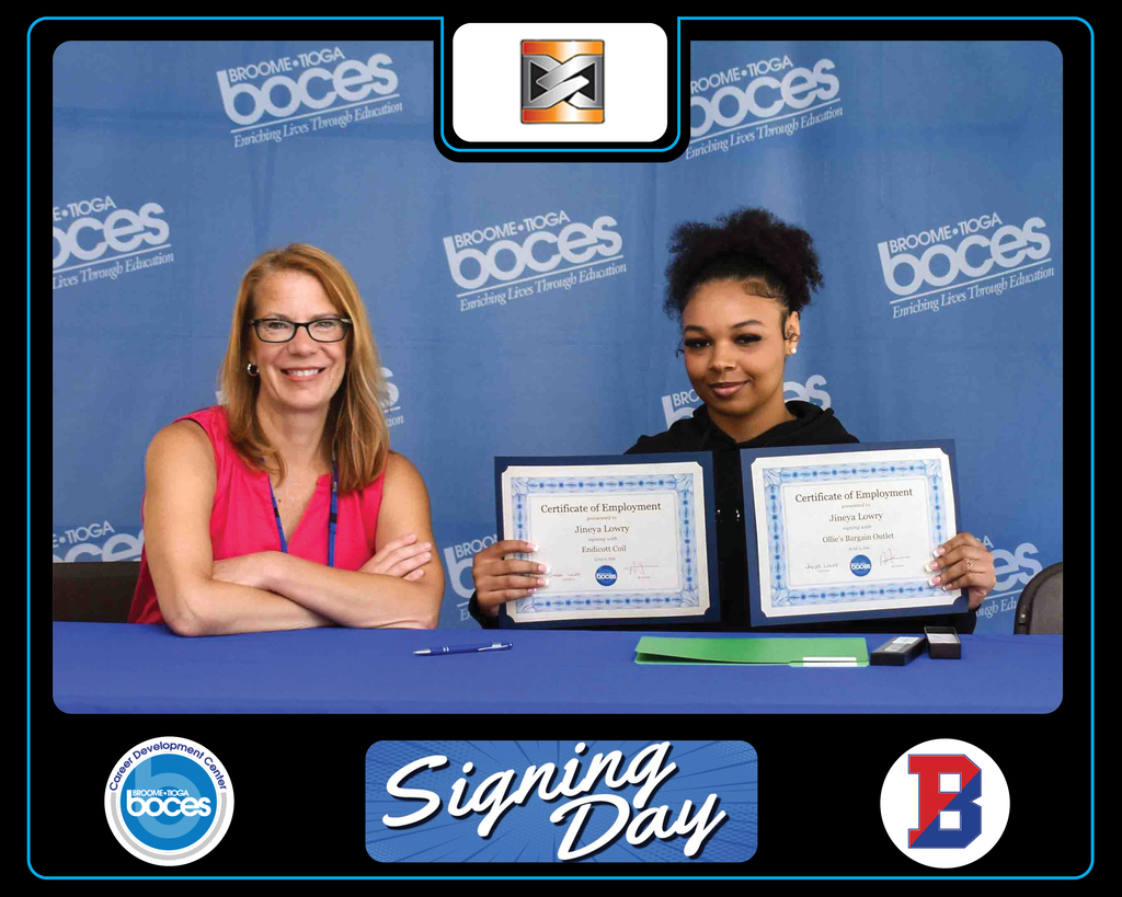 jineya lowry holding two certificates