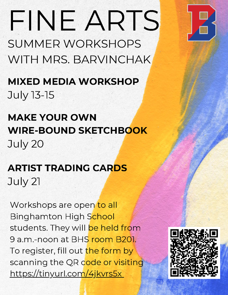high school visual arts summer workshop flyer