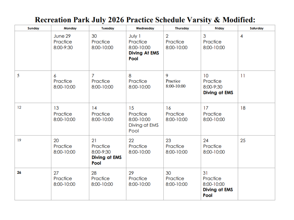 Swim Schedule