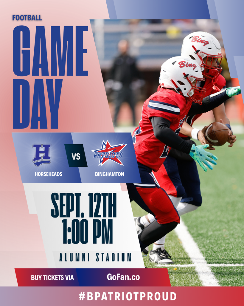game day graphic with information about football game against horseheads