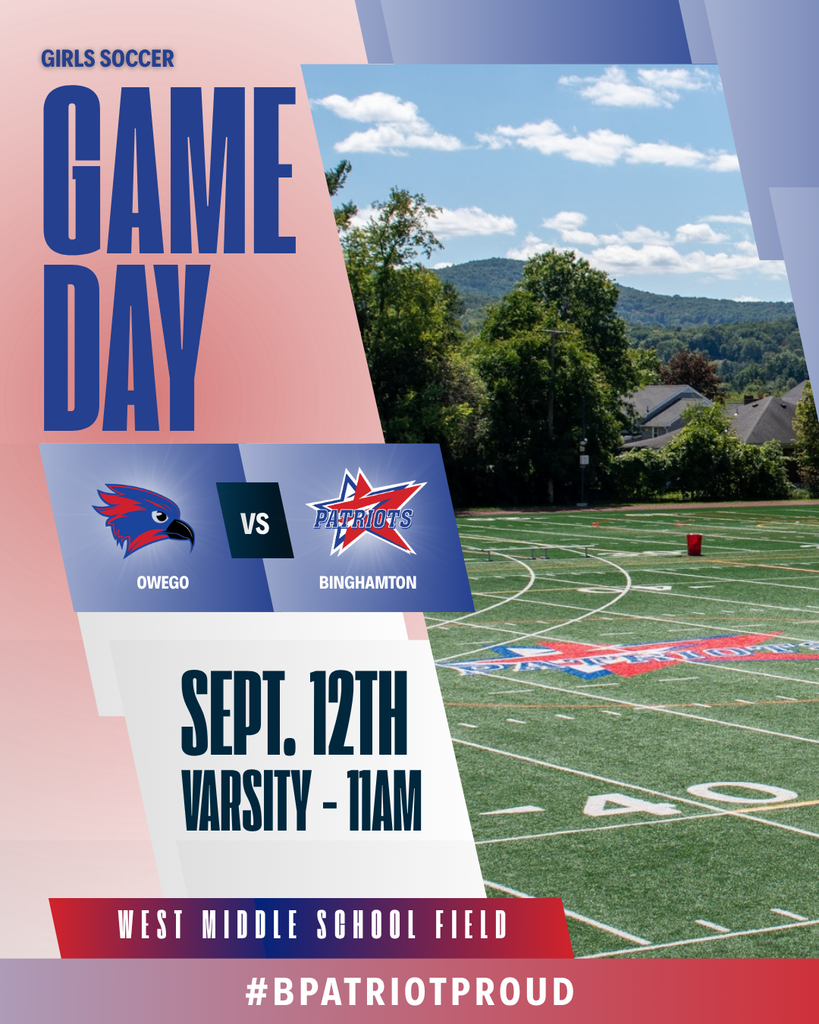 game day graphic with information about girls soccer game against owego