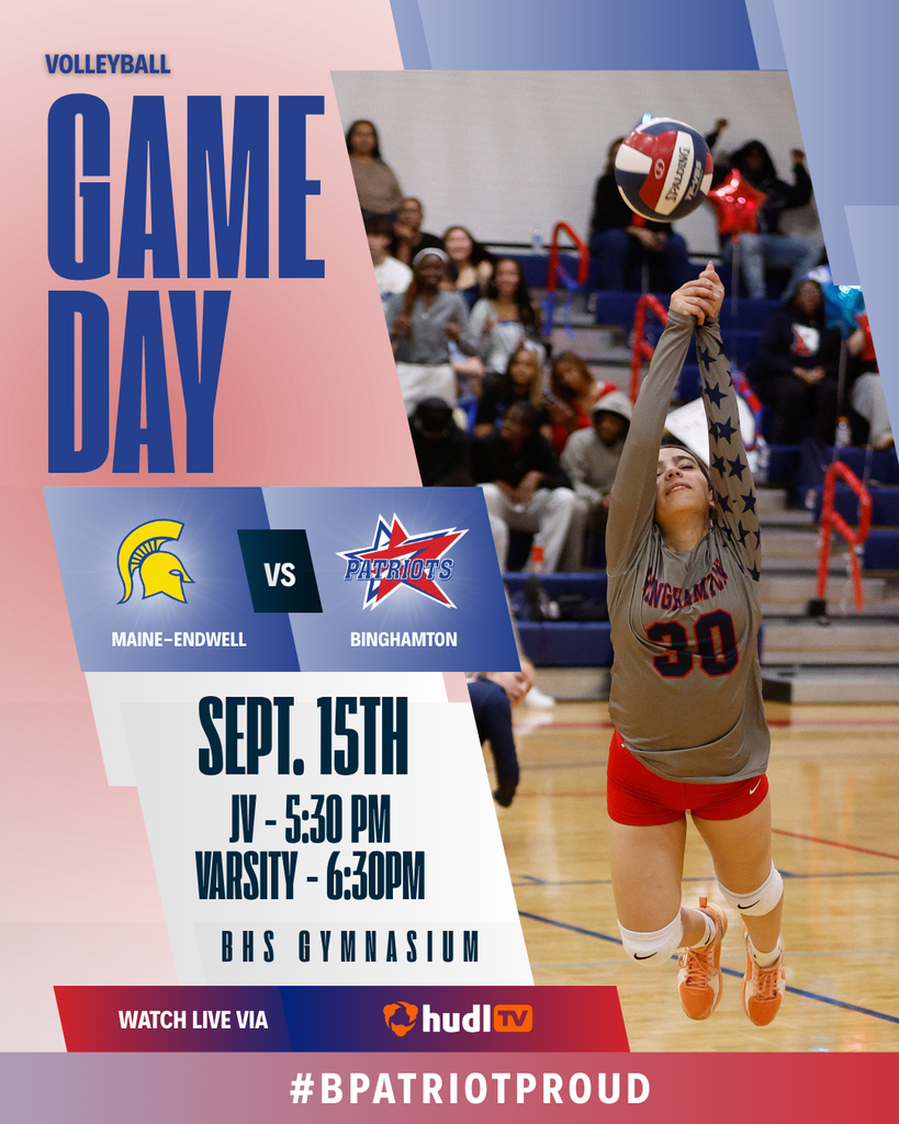 game day graphic with information about volleyball game against maine endwell