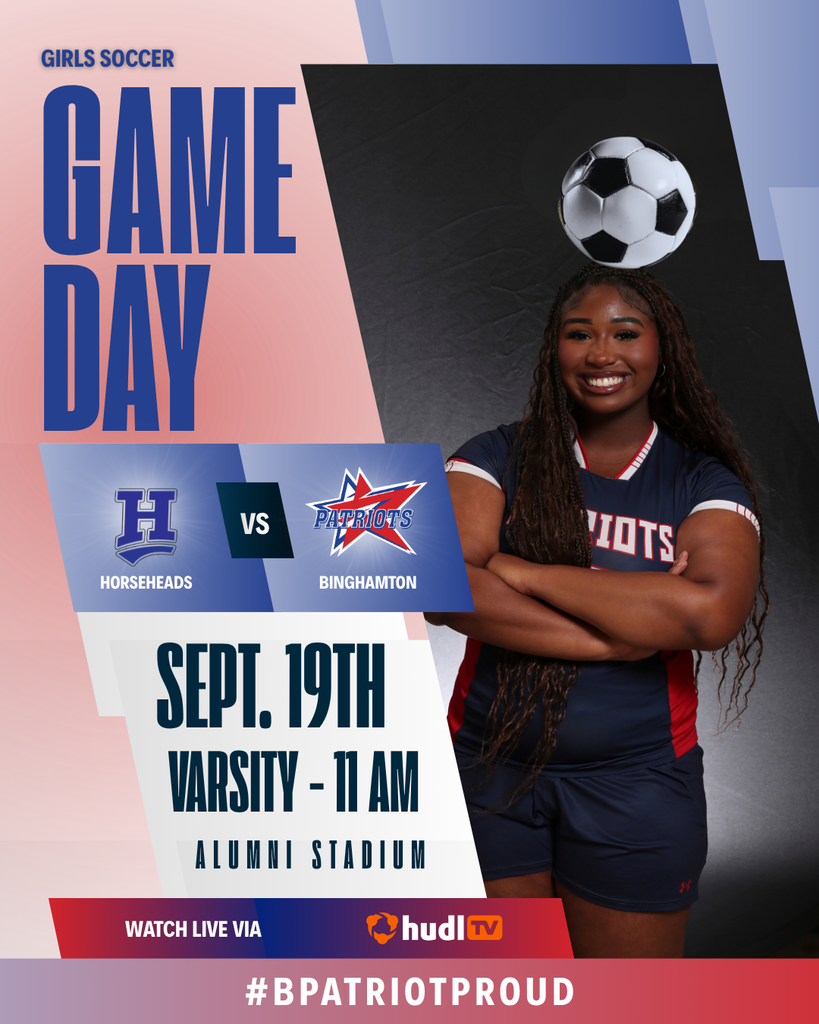 game day graphic with information about girls soccer game against horseheads