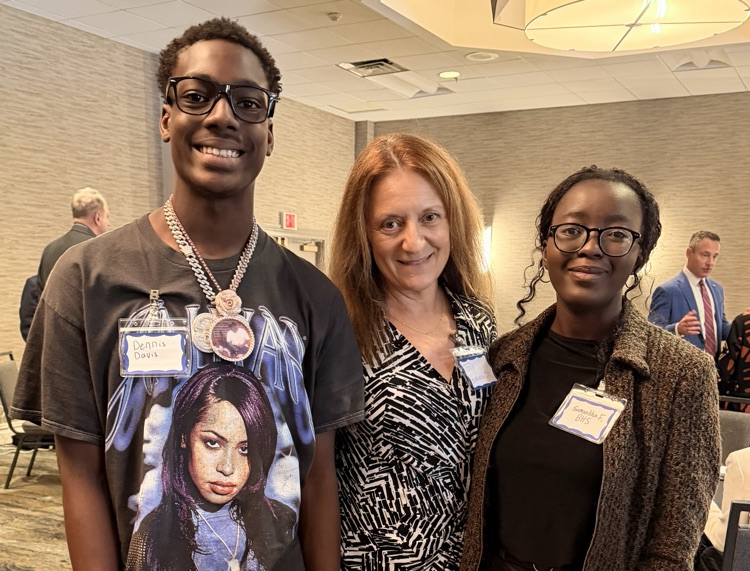 BHS students Dennis Davis & Samantha Francilus pose for photo with Superintendent Dr. Tonia Thompson