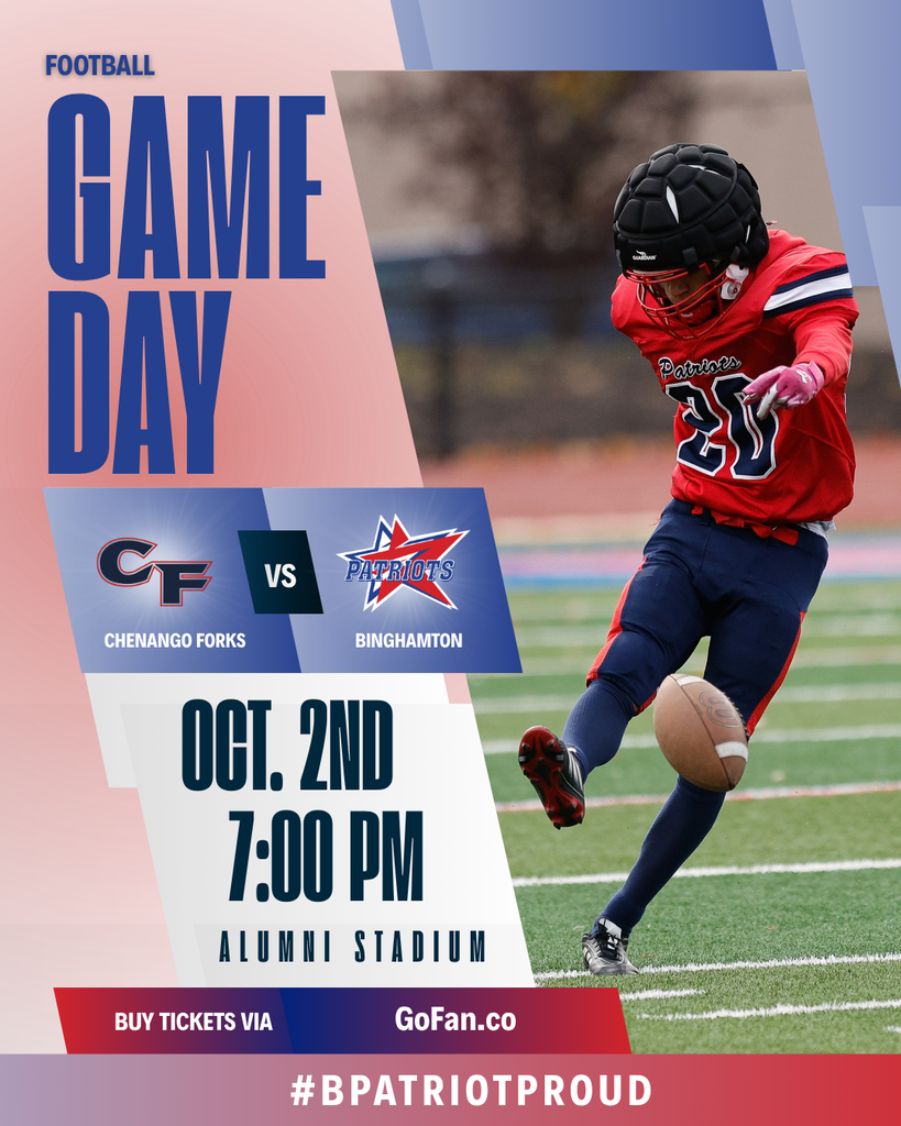 game day graphic with information about football game against chenango forks